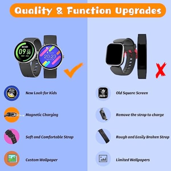 DIGEEHOT Montre Connectée Intelligente Enfant Fille Garçon, Smartwatch IP68 Etanche Trackers d'activité Modes Sportifs, Podomètre, Cardiofréquencemètre, Moniteur de Sommeil(Noir) – Image 10