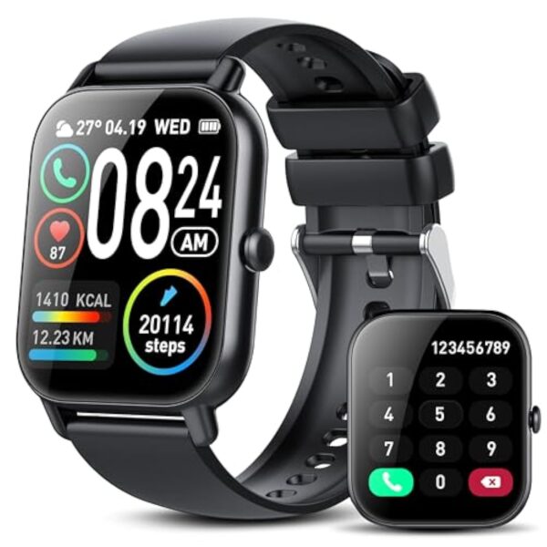 DUSONLAP Montre Connectée Femme Homme avec Appel Bluetooth, 1.85" Smartwatch avec 112 Modes Sportifs Podometre/Sommeil/Cardiofrequencemetre, Montre Sport Etanche IP68, Smart Watch pour Android iOS