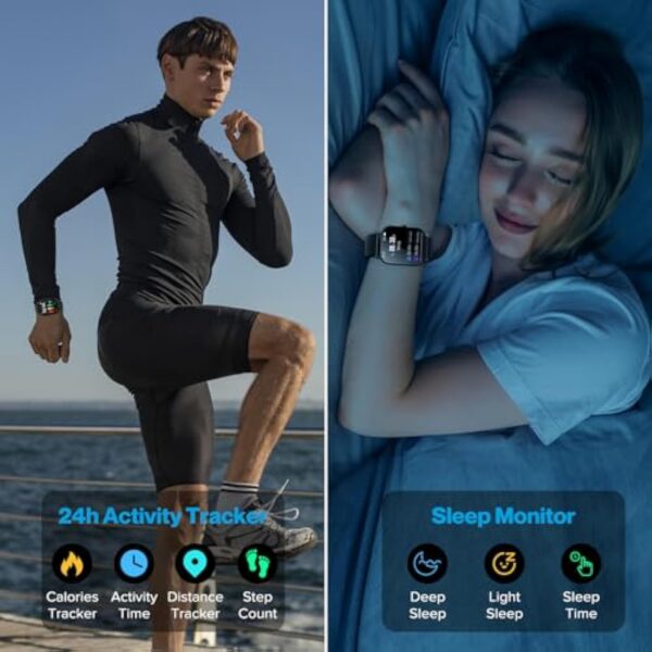 DUSONLAP Montre Connectée Femme Homme avec Appel Bluetooth, 1.85" Smartwatch avec 112 Modes Sportifs Podometre/Sommeil/Cardiofrequencemetre, Montre Sport Etanche IP68, Smart Watch pour Android iOS – Image 5