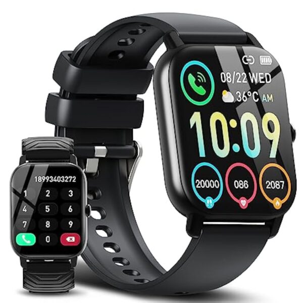 Ddidbi Montre Connectée Femme Homme avec Appel Bluetooth, 1.85" HD Smartwatch, Podometre/Cardiofrequencemetre/Sommeil, 112 Modes Sportifs, Etanche IP68 Smart Watch pour Android iOS(Noir)
