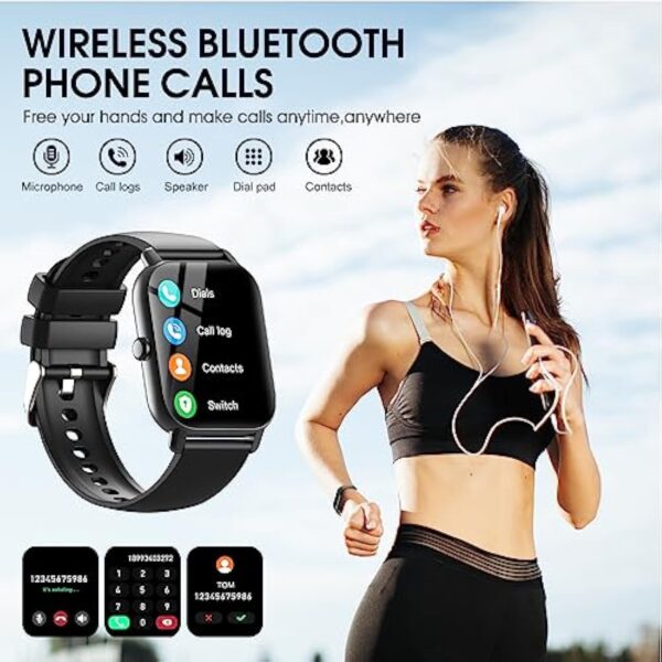 Ddidbi Montre Connectée Femme Homme avec Appel Bluetooth, 1.85" HD Smartwatch, Podometre/Cardiofrequencemetre/Sommeil, 112 Modes Sportifs, Etanche IP68 Smart Watch pour Android iOS(Noir) – Image 3