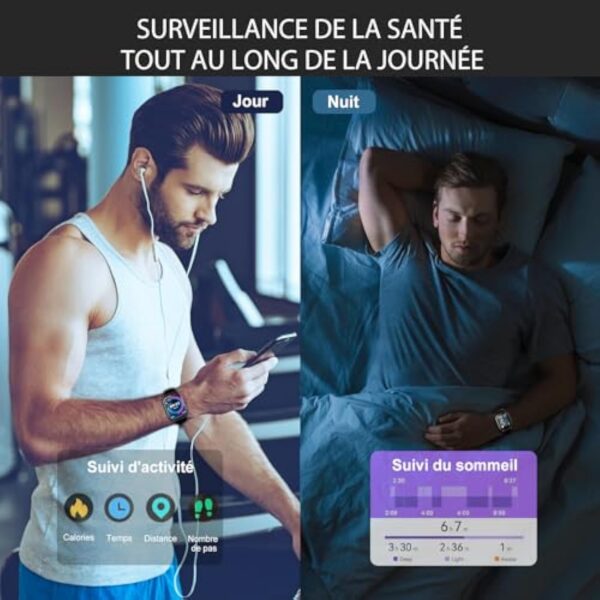 Ddidbi Montre Connectée Femme Homme avec Appel Bluetooth, 1.85" HD Smartwatch Motre Sport avec Podometre/Cardiofrequencemetre/Sommeil, 112 Modes Sportifs, Etanche IP68 Smart Watch pour Android iOS – Image 4