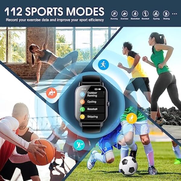 Ddidbi Montre Connectée Femme Homme avec Appel Bluetooth, 1.85" HD Smartwatch avec Podometre/Cardiofrequencemetre/Sommeil, 112 Modes Sportifs, Etanche IP68 Smart Watch pour Android iOS – Image 5
