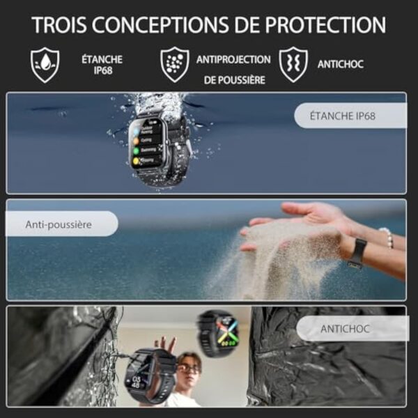 Ddidbi Montre Connectée Femme Homme avec Appel Bluetooth, 1.85" HD Smartwatch Motre Sport avec Podometre/Cardiofrequencemetre/Sommeil, 112 Modes Sportifs, Etanche IP68 Smart Watch pour Android iOS – Image 6