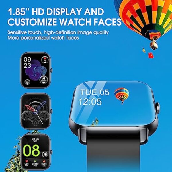 Ddidbi Montre Connectée Femme Homme avec Appel Bluetooth, 1.85" HD Smartwatch, Podometre/Cardiofrequencemetre/Sommeil, 112 Modes Sportifs, Etanche IP68 Smart Watch pour Android iOS(Noir) – Image 7