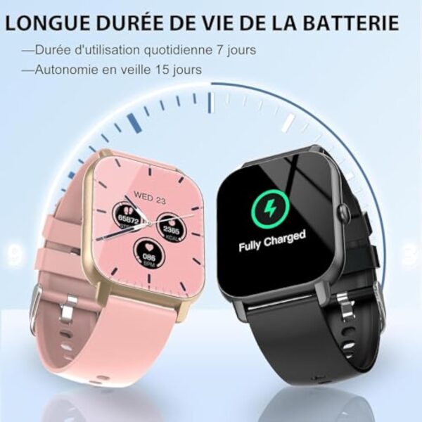 Ddidbi Montre Connectée Femme Homme avec Appel Bluetooth, 1.85" HD Smartwatch Motre Sport avec Podometre/Cardiofrequencemetre/Sommeil, 112 Modes Sportifs, Etanche IP68 Smart Watch pour Android iOS – Image 8