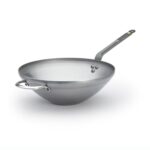 De Buyer - Wok à queue MINERAL B en acier, anse face à queue - Diamètre 32 cm, base 8 cm - 5618.32