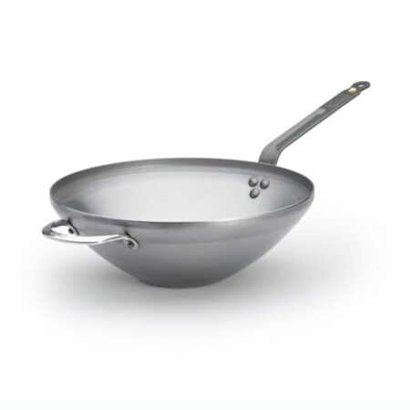De Buyer - Wok à queue MINERAL B en acier, anse face à queue - Diamètre 32 cm, base 8 cm - 5618.32