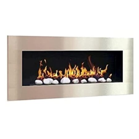 Don Fuego XXL Cheminée à l’éthanol, cheminée au gel, cheminée murale, avec 24 pierres décoratives