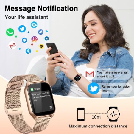 GLKYSOE Montre Connectée Femme Homme Smartwatch,1.84" Full écran avec Appel Bluetooth 100 Sport Modes Moniteur de Fréquence Cardiaque Podometre Lecteur de Musique Montre Intelligente pour Android iOS
