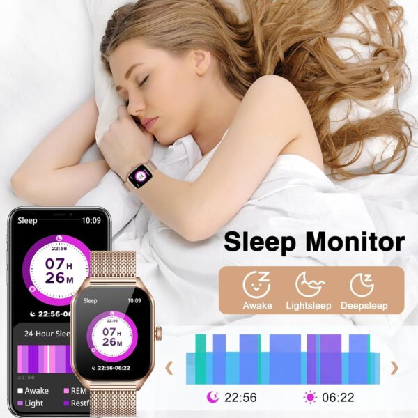 GLKYSOE Montre Connectée Femme Homme Smartwatch,1.84" Full écran avec Appel Bluetooth 100 Sport Modes Moniteur de Fréquence Cardiaque Podometre Lecteur de Musique Montre Intelligente pour Android iOS – Image 3
