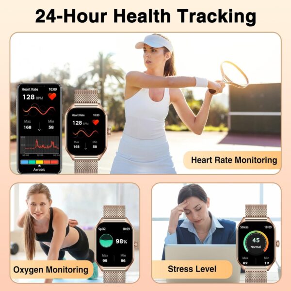 GLKYSOE Montre Connectée Femme Homme Smartwatch,1.84" Full écran avec Appel Bluetooth 100 Sport Modes Moniteur de Fréquence Cardiaque Podometre Lecteur de Musique Montre Intelligente pour Android iOS – Image 6