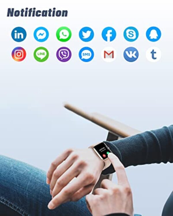 GRV Montre Connectée Homme Femme Smartwatch Sport Compatible avec Samsung Huawei Xiaomi Android iOS Podometre Montre Tactile Cardiofrequencemetre Etanche IP68 Notification SMS Appel Chronomètre Noir – Image 3