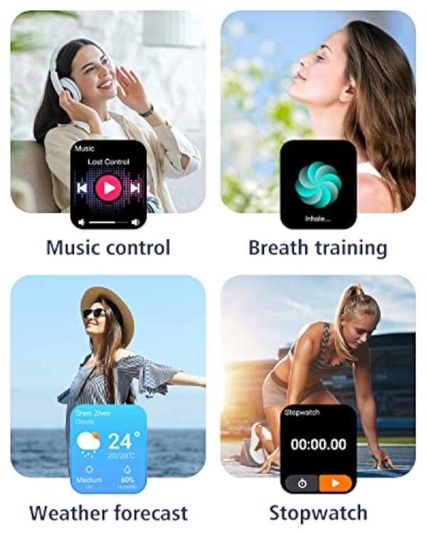 GRV Montre Connectée Homme Femme Smartwatch Sport Compatible avec Samsung Huawei Xiaomi Android iOS Podometre Montre Tactile Cardiofrequencemetre Etanche IP68 Notification SMS Appel Chronomètre Noir – Image 7