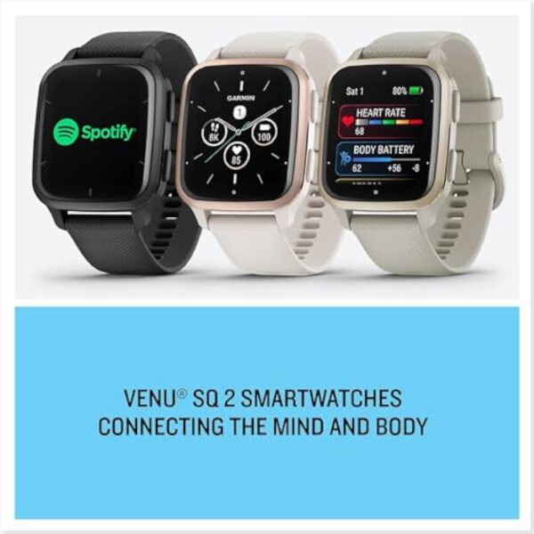 Garmin Venu Sq 2 – Music Edition - Montre connectée GPS Multisports avec écran AMOLED et Suivi santé - Gray avec Bracelet Noir - Boîtier 40 mm – Image 13