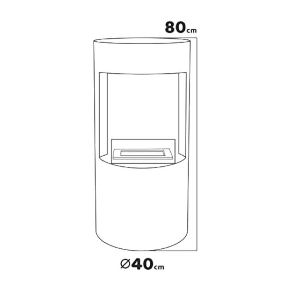 Giulio Cesare - Cheminée bioéthanol sur Pied avec brûleur de 1,5L. Cheminée bioéthanol sur Pied en Acier Inoxydable et Verre trempé. Disponible en Noir ou en Blanc. Ø40x80 cm – Image 6