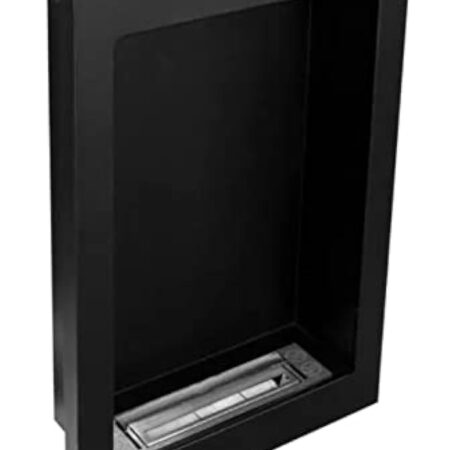Globmetal Bio cheminée Nice-House VERTICAL 39x61 cm (390 x 610 mm). au bioéthanol noir mat verticale à suspendre directement mur ou encastrer dans une ouverture murale. Biocheminée sans verre.