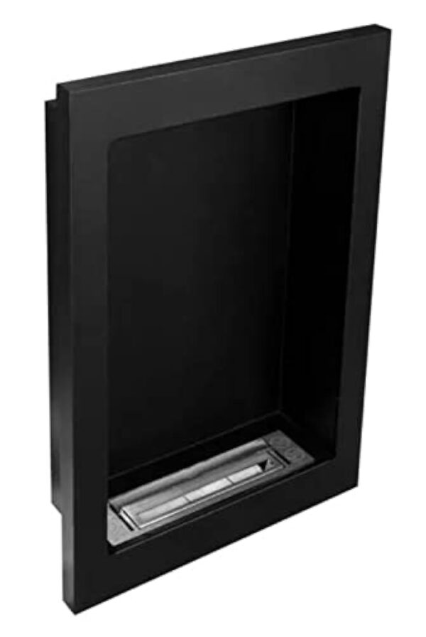 Globmetal Bio cheminée Nice-House VERTICAL 39x61 cm (390 x 610 mm). au bioéthanol noir mat verticale à suspendre directement mur ou encastrer dans une ouverture murale. Biocheminée sans verre. – Image 2