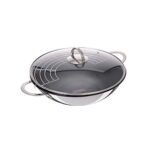 Gräwe Wok avec revêtement, couvercle en verre et grille de rangement 32 cm