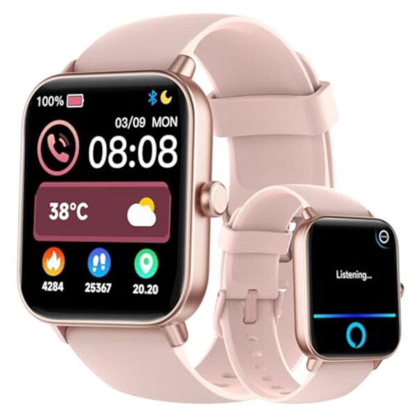 Gydom Montre Connectée Femme [Alexa intégrée/Appel Bluetooth], 1.8" Smartwatch Moniteur de Sommeil/SpO2/Fréquence Cardiaque Montre Podometre avec 100 Sport Calories Etanche IP68 pour Android iOS