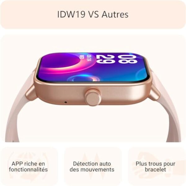 Gydom Montre Connectée Femme [Alexa intégrée/Appel Bluetooth], 1.8" Smartwatch Moniteur de Sommeil/SpO2/Fréquence Cardiaque Montre Podometre avec 100 Sport Calories Etanche IP68 pour Android iOS – Image 6