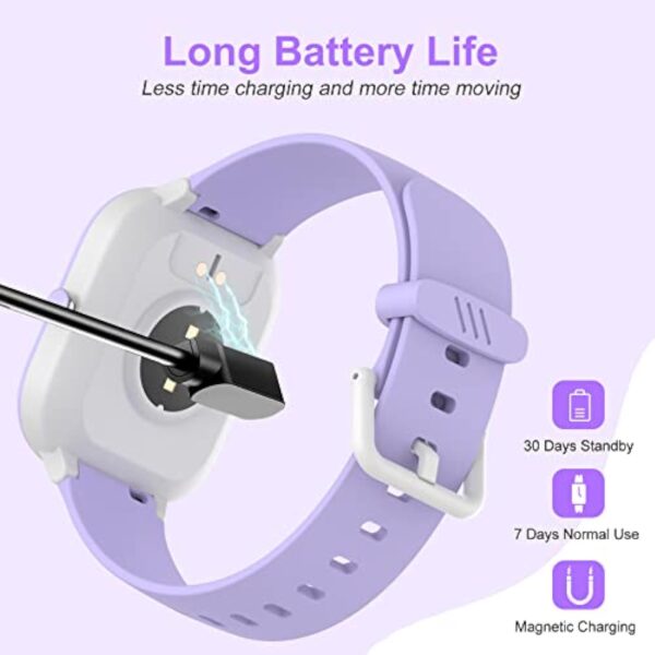 HENGTO Fitness Tracker Montre pour Enfants, Montre Intelligente étanche IP68 avec 19 Modes de Sport, podomètre, Moniteur de Sommeil, Excellent Cadeau pour Filles Adolescents 6-16 (Mauve) – Image 9