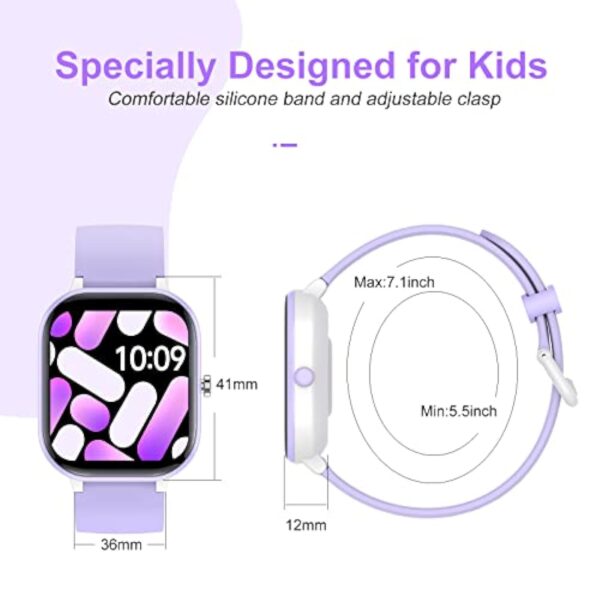 HENGTO Fitness Tracker Montre pour Enfants, Montre Intelligente étanche IP68 avec 19 Modes de Sport, podomètre, Moniteur de Sommeil, Excellent Cadeau pour Filles Adolescents 6-16 (Mauve) – Image 10