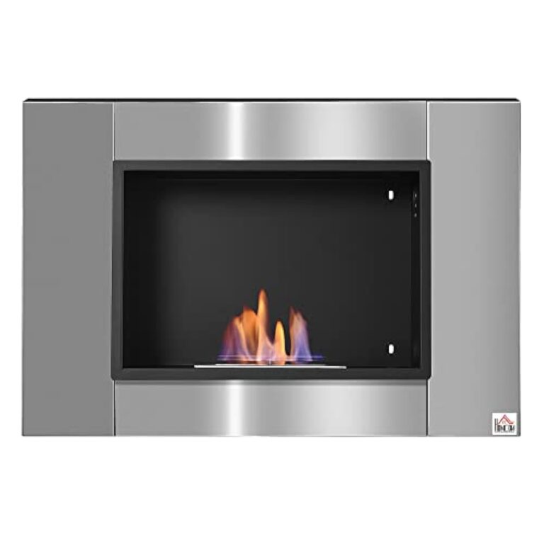 HOMCOM Cheminée bioéthanol Murale encastrable brûleur 1.5 L, Environ 3 h de durée de Combustion 80L x 14l x 54H cm Couverture 25-30 m² Acier INOX