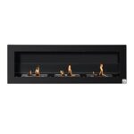 HOMCOM Cheminée bioéthanol Murale encastrable 3 brûleurs 3 L au Total, Environ 3 h de durée de Combustion, dims. 120L x 15l x 40H cm, Acier INOX Noir