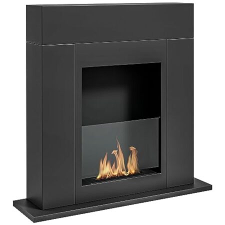 HOMCOM Cheminée bioéthanol brûleur 0,9 L, Environ 3 h de durée de Combustion 73 x 20 x 75 cm Couverture 20-25 m² Acier Noir