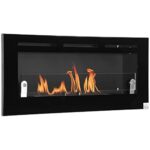 HOMCOM Cheminée bioéthanol Murale encastrable brûleur 2,8 L, Environ 3,5 h de durée de Combustion dim. 102L x 16l x 43H cm Couverture 25-30 m² Métal