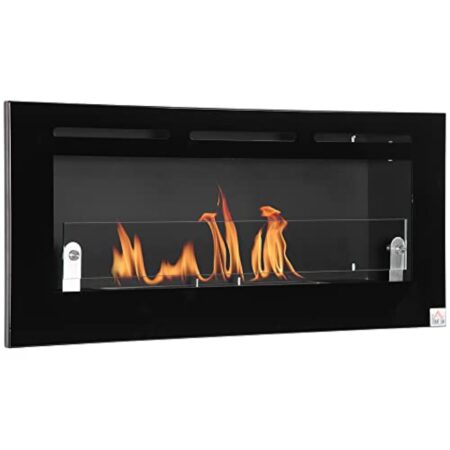HOMCOM Cheminée bioéthanol Murale encastrable brûleur 2,8 L, Environ 3,5 h de durée de Combustion dim. 102L x 16l x 43H cm Couverture 25-30 m² Métal