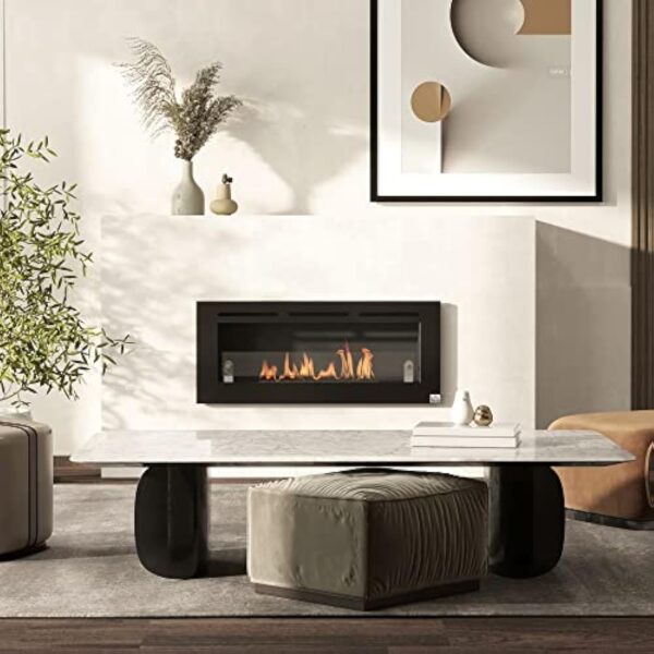 HOMCOM Cheminée bioéthanol Murale encastrable brûleur 2,8 L, Environ 3,5 h de durée de Combustion dim. 102L x 16l x 43H cm Couverture 25-30 m² Métal – Image 3