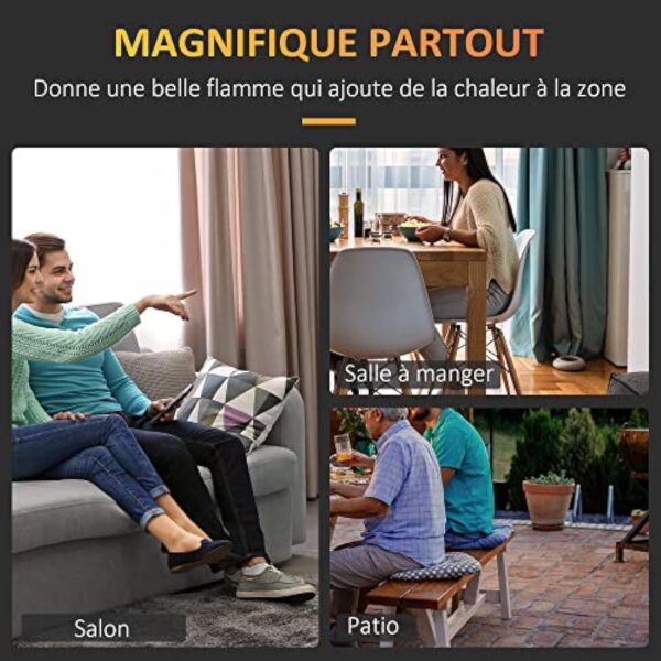HOMCOM Cheminée bioéthanol Murale encastrable brûleur 2,8 L, Environ 3,5 h de durée de Combustion dim. 102L x 16l x 43H cm Couverture 25-30 m² Métal – Image 7