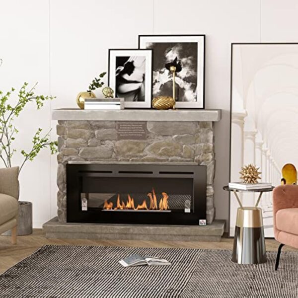 HOMCOM Cheminée bioéthanol Murale encastrable brûleur 2,8 L, Environ 3,5 h de durée de Combustion dim. 102L x 16l x 43H cm Couverture 25-30 m² Métal – Image 8