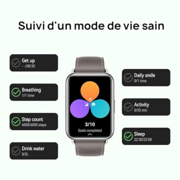 HUAWEI Watch FIT 2 SmartWATCH, écran 1,74' FullView, appels Bluetooth, Gestion de la santé, Longue durée de Vie de la Batterie, entraînement Rapide animé, Capture SpO2, Garantie 38 Mois, Noir – Image 7