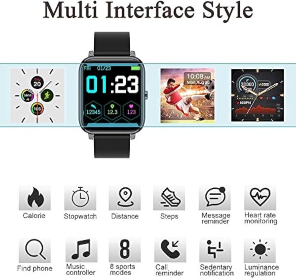 IDEALROYAL Montre Connectée Homme Femmes, Smartwatch Intelligente Montre Sport Podomètre Moniteur de Sommeil Cardiofréquencemètre Montre Étanche pour iOS Android 1,4 Pouces Bracelet Connecté – Image 3