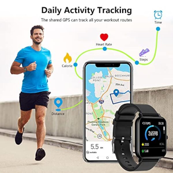 IDEALROYAL Montre Connectée Homme Femmes, Smartwatch Intelligente Montre Sport Podomètre Moniteur de Sommeil Cardiofréquencemètre Montre Étanche pour iOS Android 1,4 Pouces Bracelet Connecté – Image 4