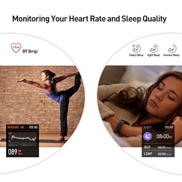 IDEALROYAL Montre Connectée Homme Femmes, Smartwatch Intelligente Montre Sport Podomètre Moniteur de Sommeil Cardiofréquencemètre Montre Étanche pour iOS Android 1,4 Pouces Bracelet Connecté – Image 5