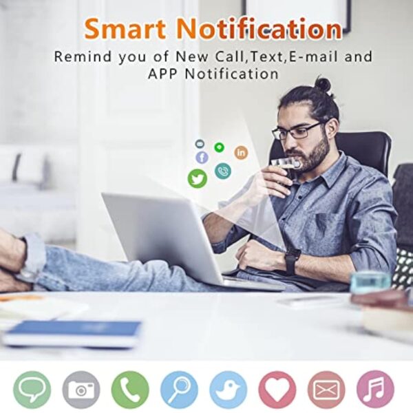 IDEALROYAL Montre Connectée Homme Femmes, Smartwatch Intelligente Montre Sport Podomètre Moniteur de Sommeil Cardiofréquencemètre Montre Étanche pour iOS Android 1,4 Pouces Bracelet Connecté – Image 7