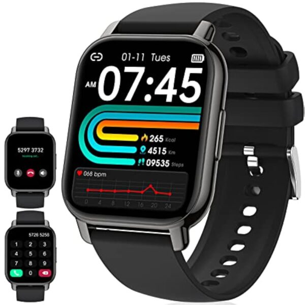 IDEALROYAL P66 Montre Connectée Homme Femme avec Appel Bluetooth, 1,85" HD Smartwatch Sport Podomètre Cardiofrequencemetre Tension Arterielle, IP68 Etanche Smart Watch pour iOS Android