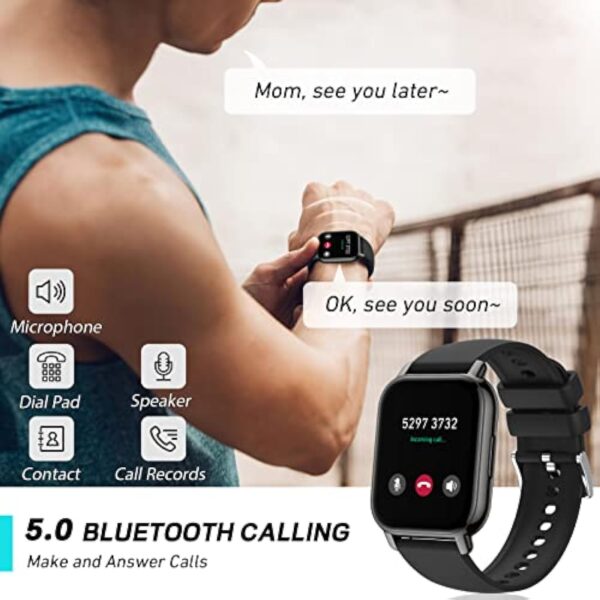 IDEALROYAL P66 Montre Connectée Homme Femme avec Appel Bluetooth, 1,85" HD Smartwatch Sport Podomètre Cardiofrequencemetre Tension Arterielle, IP68 Etanche Smart Watch pour iOS Android – Image 3