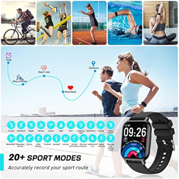 IDEALROYAL P66 Montre Connectée Homme Femme avec Appel Bluetooth, 1,85" HD Smartwatch Sport Podomètre Cardiofrequencemetre Tension Arterielle, IP68 Etanche Smart Watch pour iOS Android – Image 5