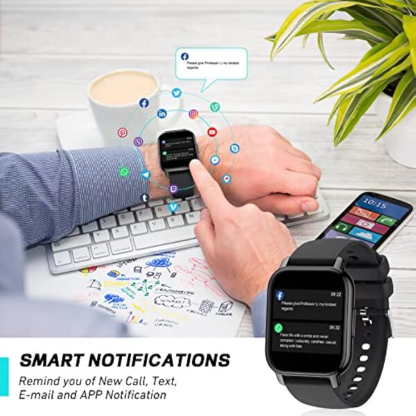IDEALROYAL P66 Montre Connectée Homme Femme avec Appel Bluetooth, 1,85" HD Smartwatch Sport Podomètre Cardiofrequencemetre Tension Arterielle, IP68 Etanche Smart Watch pour iOS Android – Image 9