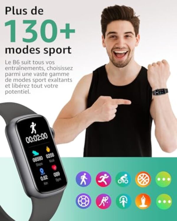 IMFRCHCS Montre Connectée Femme Homme, 1.47''Smartwatch avec 137 Modes Sport, Sommeil Moniteur, Oxymètre Podomètre, Notification Intelligente, Montre Etanche IP68 Sport Compatible pour Android iOS – Image 4