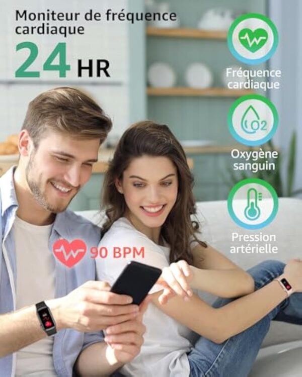 IMFRCHCS Montre Connectée Femme Homme, 1.47''Smartwatch avec 137 Modes Sport, Sommeil Moniteur, Oxymètre Podomètre, Notification Intelligente, Montre Etanche IP68 Sport Compatible pour Android iOS – Image 6