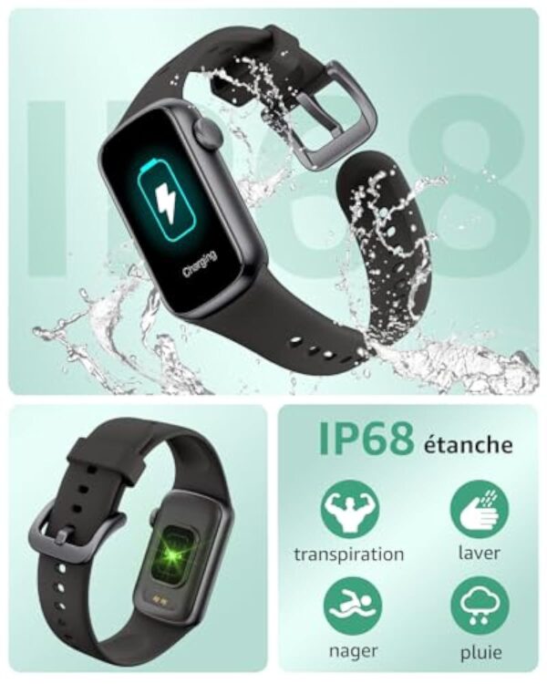 IMFRCHCS Montre Connectée Femme Homme, 1.47''Smartwatch avec 137 Modes Sport, Sommeil Moniteur, Oxymètre Podomètre, Notification Intelligente, Montre Etanche IP68 Sport Compatible pour Android iOS – Image 7