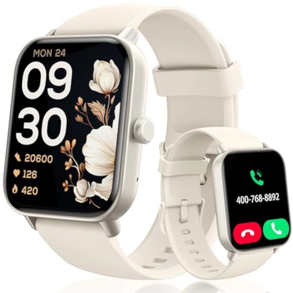 KALINCO Montre Connectée Femme Homme avec Alexa Intégré, 1,8" Smartwatch avec Appel Bluetooth, Podometre/Fréquence Cardiaque/Sommeil/SpO2, 100+ Modes Sportifs, Montre Intelligente pour Android iOS