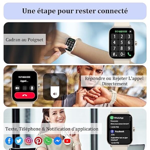 KALINCO Montre Connectée Femme Homme avec Alexa Intégré, 1,8" Smartwatch avec Appel Bluetooth, Podometre/Fréquence Cardiaque/Sommeil/SpO2, 100+ Modes Sportifs, Montre Intelligente pour Android iOS – Image 4
