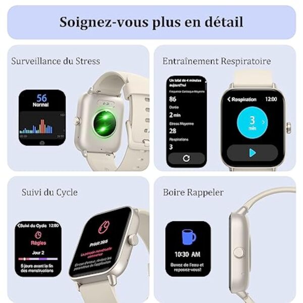KALINCO Montre Connectée Femme Homme avec Alexa Intégré, 1,8" Smartwatch avec Appel Bluetooth, Podometre/Fréquence Cardiaque/Sommeil/SpO2, 100+ Modes Sportifs, Montre Intelligente pour Android iOS – Image 6